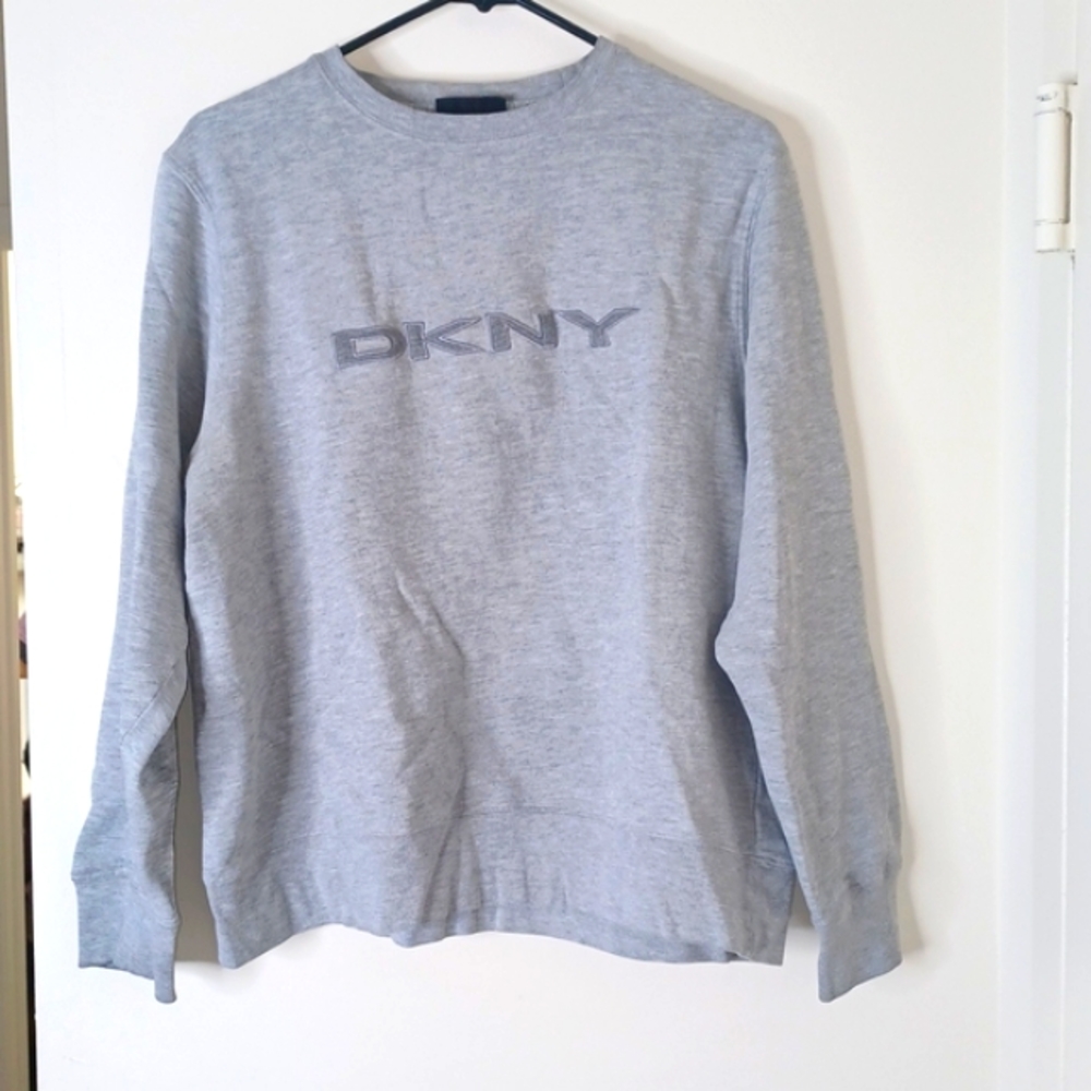 Vintage 90s DKNY Gray Spellout Sweatshirt M